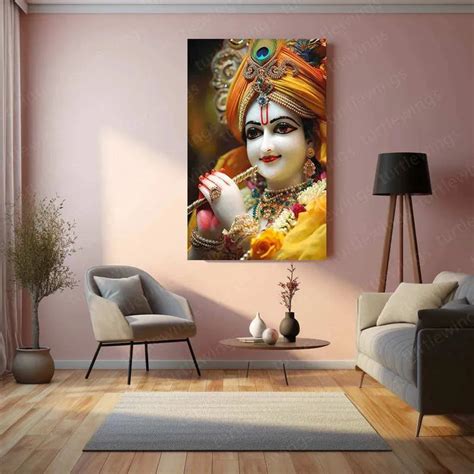 Lord Krishna Metal Poster – Divine Avatar | Spiritual Hindu Wall Art ...