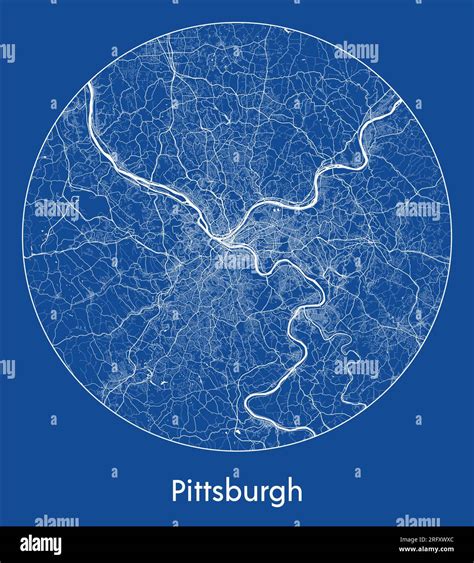 City Map Pittsburgh United States North America blue print round Circle ...