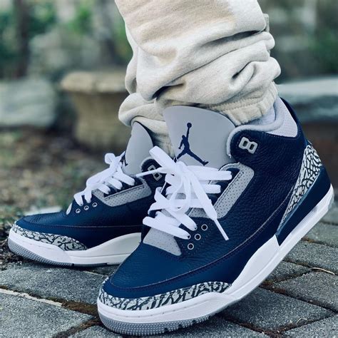 Air Jordan 3 Midnight Navy Blue Grey | Jordan shoes retro, Nike air ...