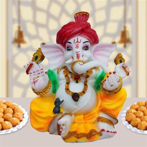 Buy KD HUB Lord Ganesh Idol for Home Decor & Office - Pagadi Ganesh ...