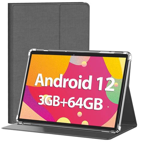 Android Tablet, 10 inch Android 12 Tablet with Case, 3GB RAM 64GB ROM ...