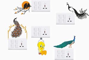 Sticker Hub 15 cm Colourful Peacock Switch Board Wall Sticker Self ...