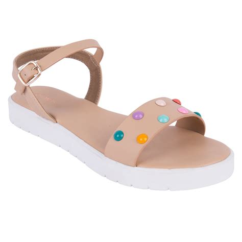 Chumbak Round Studded Sandal Ivory : Amazon.in: Shoes & Handbags