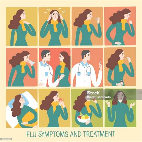 Cold And Flu Stages And Treatment Informative Illustration Stock Illustration - Download Image ...