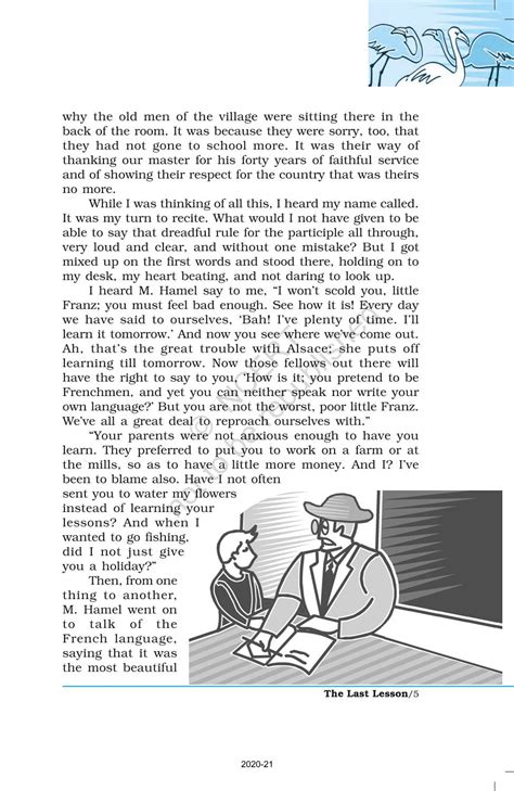 Prose 1 The Last Lesson - NCERT Book of Class 12 Flamingo