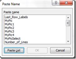 Image result for Paste Name Dialog Box Excel