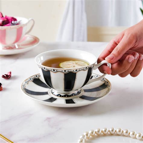 Opal Black Cup and Saucer Set 150 ml Online - Premium Tea Cup | Nestasia
