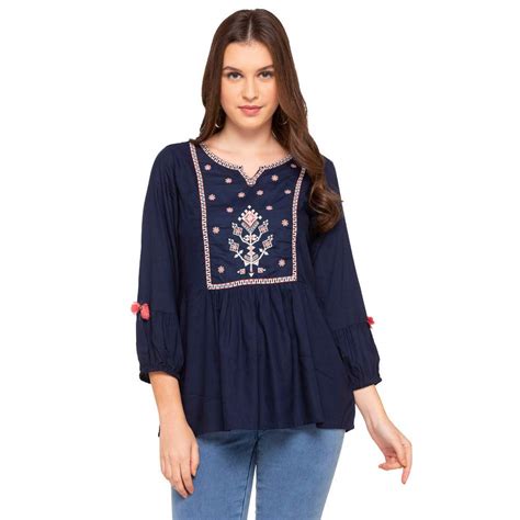 global desi Women's Plain Regular fit Top (SS19GU100TPRYINDIGOXXL ...