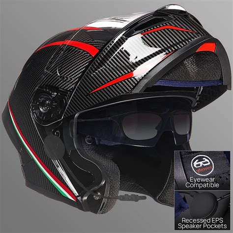 Buy ILM Motorcycle Helmets Modular Full Face Moped Helmet Flip up Dual ...