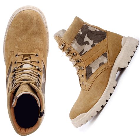 Boots For Men | Bacca Bucci Military Boots | Tan Suede Leather Military ...