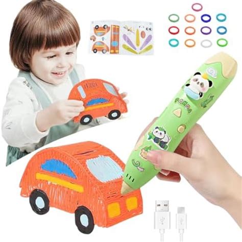 ZORBES® Kids 3D Pen with 13 Roll Colorful Filaments USB Cartoon Panda ...