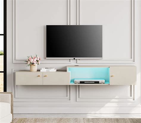 WAMPAT Modern Floating TV Stand with Charging Station and India | Ubuy