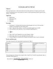 Image result for Free Fall Lab Acceleration Graph