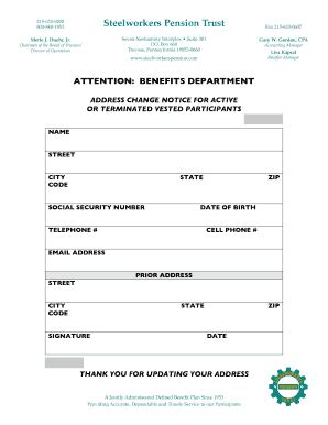Address Change Notice for Benefits - Blank Fillable Template | Fill Out ...