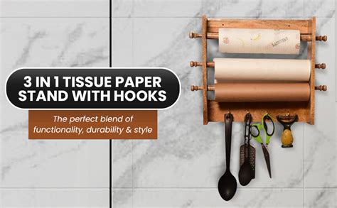 The Weaver's Nest Solid Wood 3‑in‑1 Paper Towel & Tissue Holder with ...