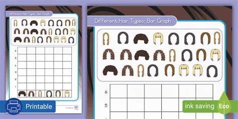 Grade R- Data Handling Worksheet: Hair Types Bar Graph
