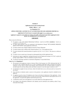 Fillable Online Schedule II FORM - IRDAI - 1 - AF Fax Email Print ...