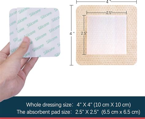 Buy LotFancy Silicone Foam Dressing, 4x 4 (2.5”x2.5” Pad), 5 Count ...