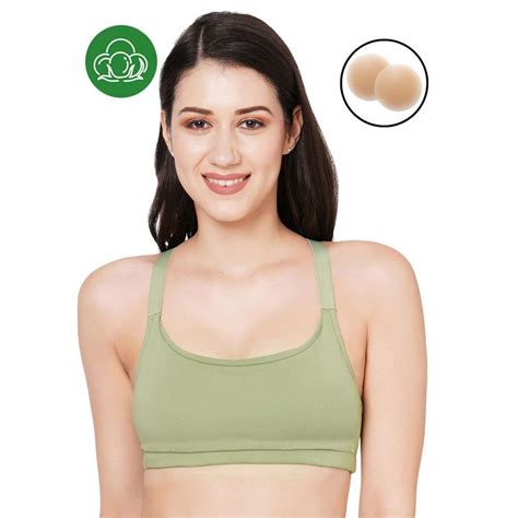 Buy Inner Sense Green Low Impact Sports Bra with Silicon Nipple Cover ...