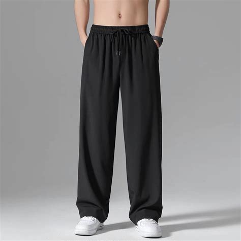 Black Mens Pants Men's Pants With Deep Pockets Loose Fit Casual Jogging ...