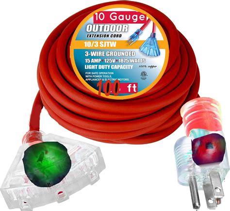 Pizety 100 Ft 10/3 Extension Cord – 10 Gauge Heavy Duty Power Cable ...