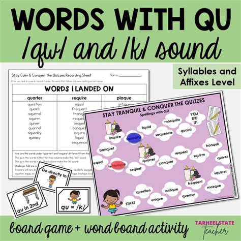 QU Digraph in Multi Syllable Words QU Activities and Spelling Games ...
