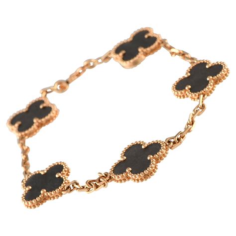 Van Cleef and Arpels Black Onyx Vintage Alhambra 18k Gold Bracelet at 1stDibs | rare van cleef ...