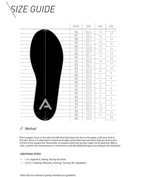 Ski Boot Size Chart 的图像结果
