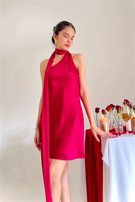 Irum One Shoulder Scarf Dress – AMARAA