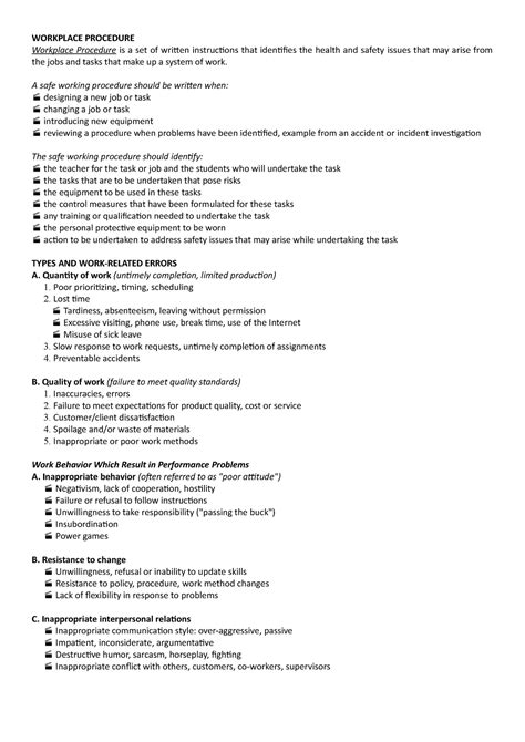 Image result for Workplace Procedure Example