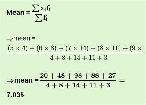 Calculate the mean for the following distribution: X:5 6 7 8 9 F:4 8 14 ...