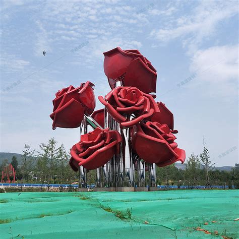 不锈钢户外玫瑰花景观雕塑 - 惠州市宇巍玻璃钢制品厂