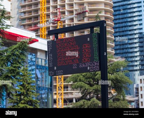 09.09.2025 - Batumi, Georgia - Electronic screen showing bus schedule ...