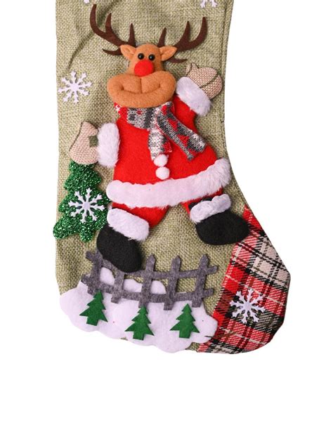 X-Mas Embroidery Stocking Hanging (White, Set Of 2)- VON CASA – MARKET99