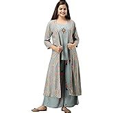 Nehamta Women's Rayon Slub Mix Print Straight 3/4 Sleeve Kurta Palazzo ...