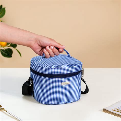 Blue Checked Lunch Bag With Insulation Online - Premium Lunch Bag ...