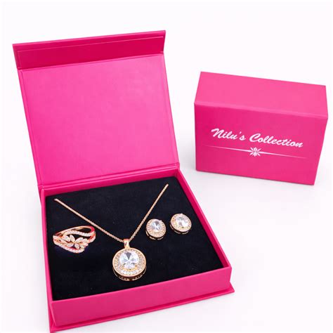 Gift Rose Gold Plated Necklace Set With Ring| Valentine Gift – Nilu's ...