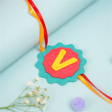 Buy Personalized Handmade Name Initial Felt Kids Rakhi With Roli Chawal ...