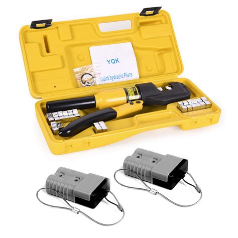 Buy 10 Tons Hydraulic Crimper with 2-4 Gauge Battery Connectors Kit 2 ...