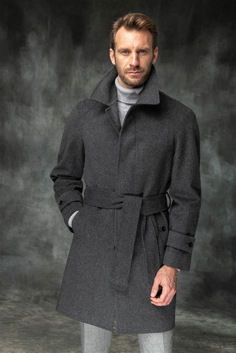 Mens Grey Wool Pea Coat