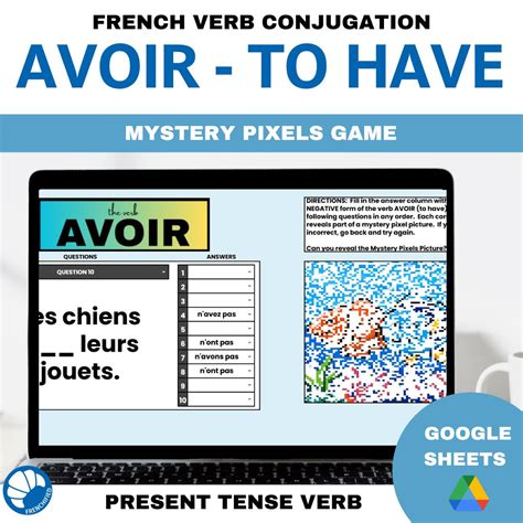 Avoir French verb conjugation practice game - the verb TO HAVE pixel art