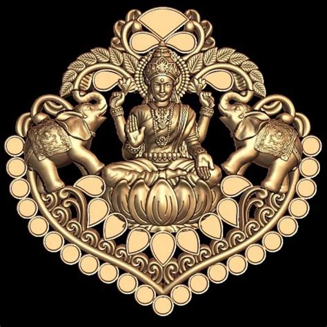 Divine Gajalaxmi STL 3D Model for Jewelry - Exquisite Pendant