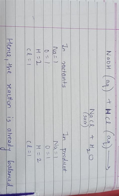 Sodium hydroxide solution (in water) reacts with hydrochloric acid ...