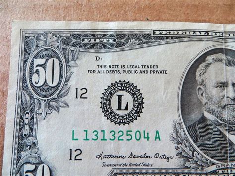 1985 $50 Fifty Dollar Bill Federal Reserve Note L13132504A L series San ...