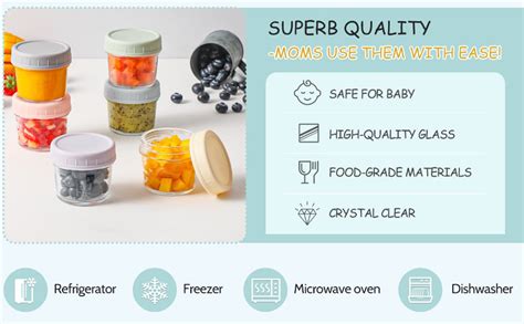 Buy KITOME Glass Baby Food Container Jar With Lids, Salad Dressing ...