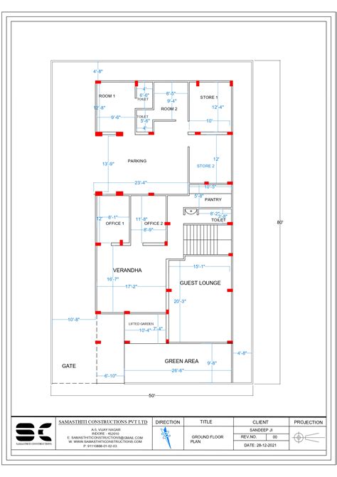 Semi Commercial Building Floor Plan Drawing
