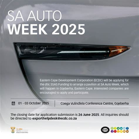 Apply for participation: ECDC Pavilion at SA Auto Week | Global Africa ...