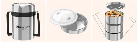 Buy Mumma's LIFE Stainless Steel ThermoSteel Lunch Box 3 Containers ...