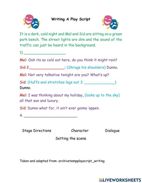 Writing Play Script Worksheet 的图像结果