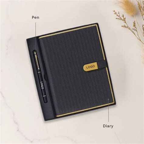 Black & Gold Diary with Pen | Onboarding Corporate Gifts & Employee New ...